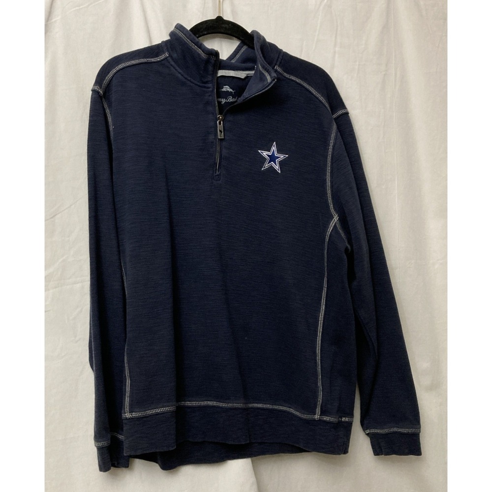 Tommy Bahama Dallas Cowboys Men's Navy 1/4 Zip Long Sleeve Pullover - SZ L